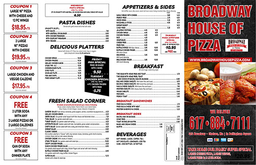 broadway house of pizza chelsea menu